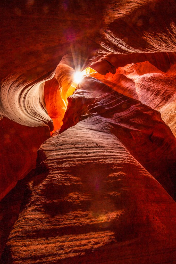 Sun Filters from above down the walls of slot Canyon X