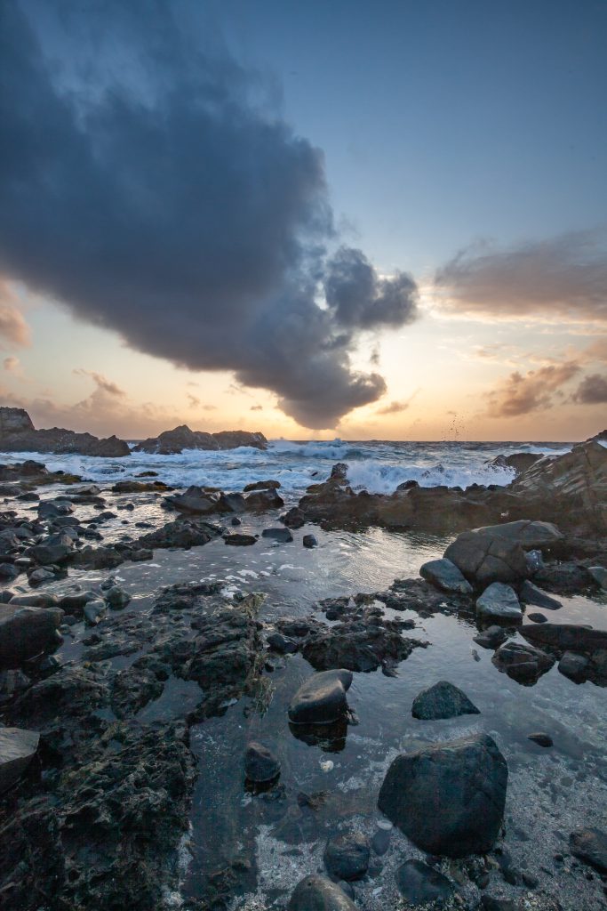 Rocky Aruban coast at Sunrise